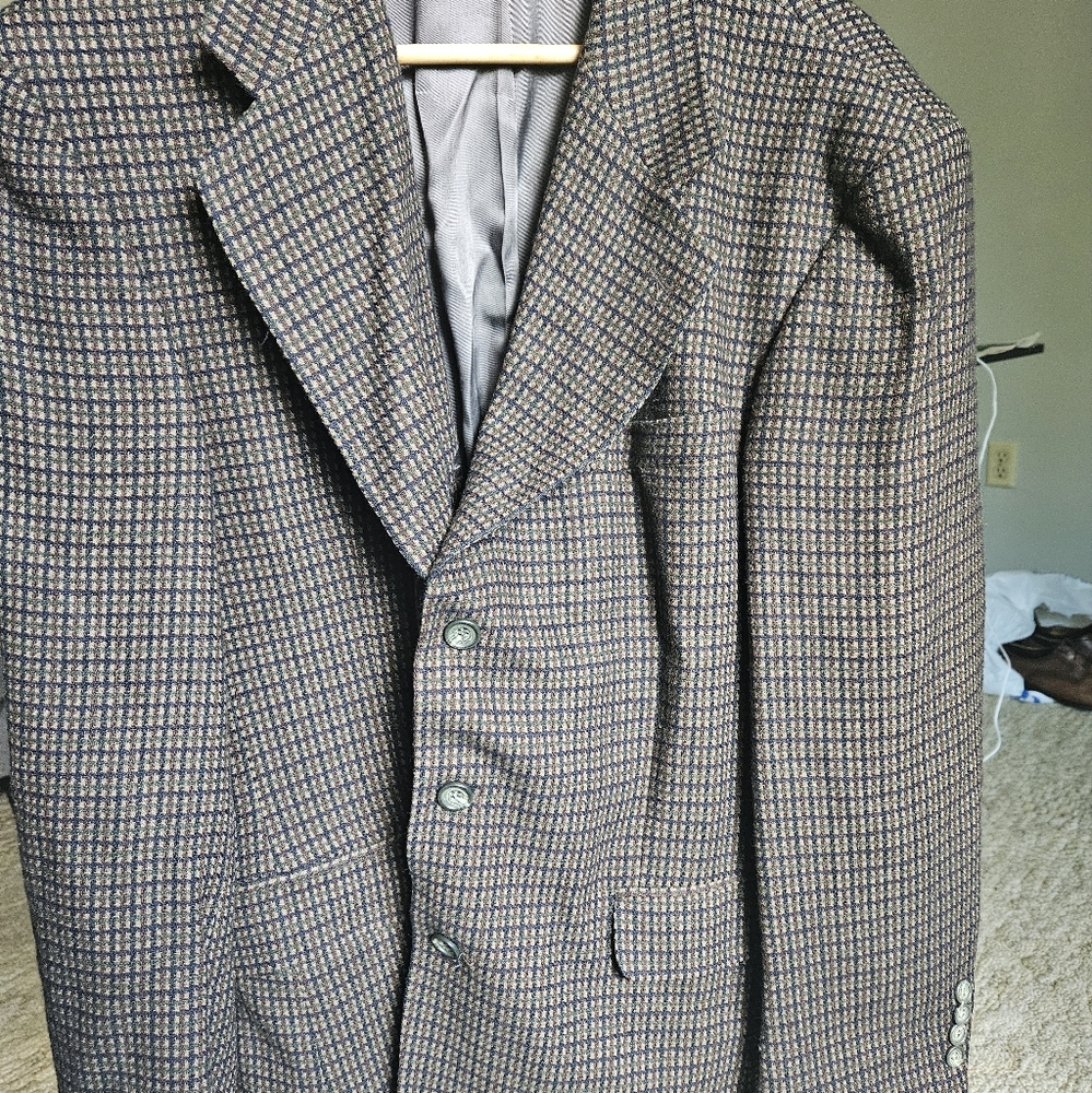 Vintage Bachrach Sport Blazer Cashmere BLEND Houndstooth Check Men’s Size 42S